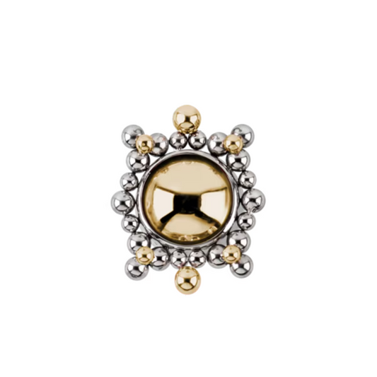 Le Roi Jewelry Vintage end with yellow gold centre and layered titanium and gold bead detailing