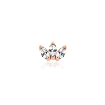 14k Gold Triple Marquise CZ