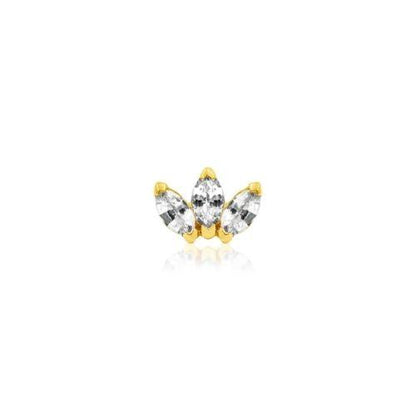 14k Gold Triple Marquise CZ