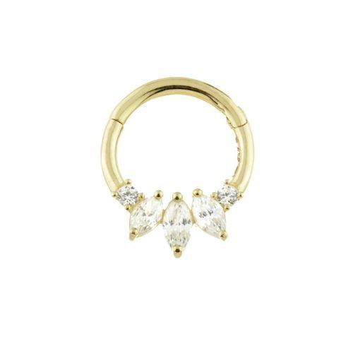 GOLD TRIPLE MARQUISE HINGE DAITH RING