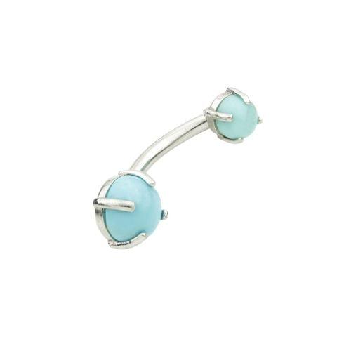 GOLD TURQUOISE PRONG SET ROUND NAVEL
