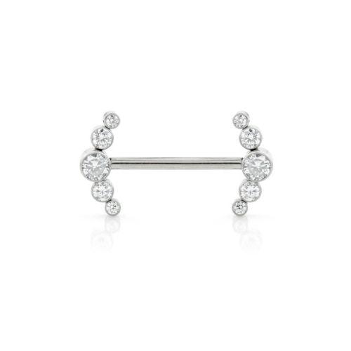 THREADLESS FORWARD FACING DOUBLE CRESCENT JEWELLED BARBELL