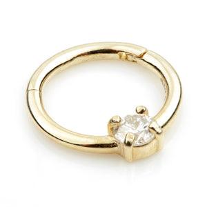 14ct Yellow Gold 3mm Diamond Claw Set Hinge Ring - Artmageddon Piercing Studio