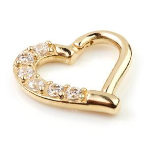 14ct Yellow Gold Gem Hinge Heart Ring - Right Side - Artmageddon Piercing Studio