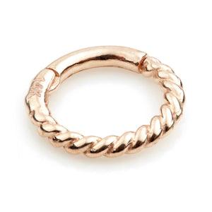 14ct Rose Gold Rope Hinge Ring - Artmageddon Piercing Studio