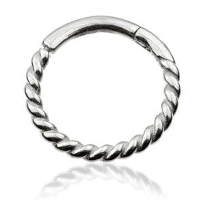 14ct White Gold Rope Hinge Ring - Artmageddon Piercing Studio