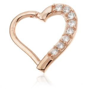 14ct Rose Gold Gem Hinge Heart Ring - Left Side - Artmageddon Piercing Studio
